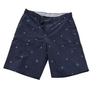 Nike Shorts Mens 34 Golf‎ Dri Fit Slim Chino Flat Front All Over Print Belted